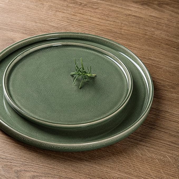 AmorArc Ceramic Dinnerware Sets, Handmade Reactive Glaze Stoneware Plates and Bowls Sets,Highly Chip and Crack Resistant | Dishwasher & Microwave Safe Dishes Set, Service for 4 (12pc)