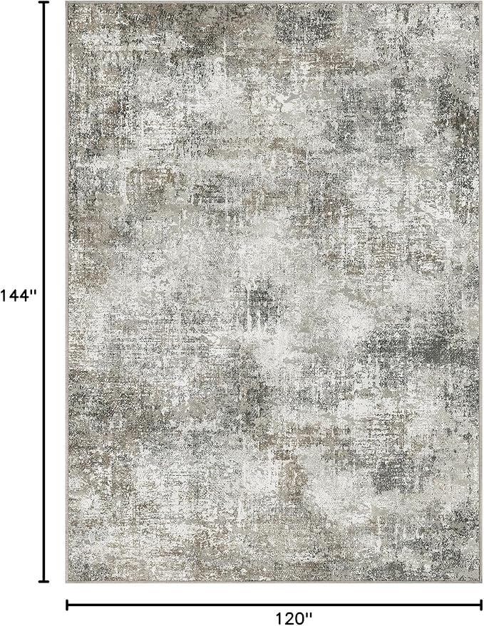 GENIMO Washable Area Rugs for Living Room, 10x12 Modern Non Slip Rugs, Low Pile Lightweight Soft Print Rug for Bedroom, Dining Room, Home Office, Grey
