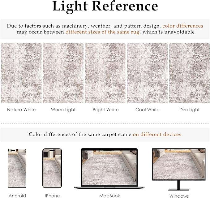 Washable Beige Area Rug 8x10 Modern Abstract Living Room Large Carpet Bedroom Neutral Soft Throw Rug Low Pile Non Slip Indoor Contemporary Floor Cover for Dining Room Office