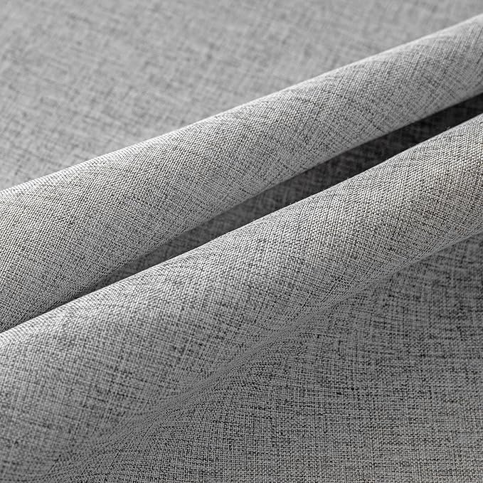 MYSKY HOME 95 Inch Sliding Door Curtains Farmhouse Light Filtering Privacy Curtain Drapes for Patio Door Living Room, Linen Look Texture Fabric Soft Bohemian Draperies, 50x95, Dove Grey, 2 Panels