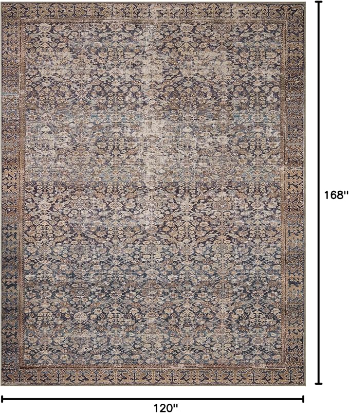 Loloi Amber Lewis Georgie Collection GER-05 Denim/Spice 10'-0" x 14'-0", .19" Pile Height, Area Rug