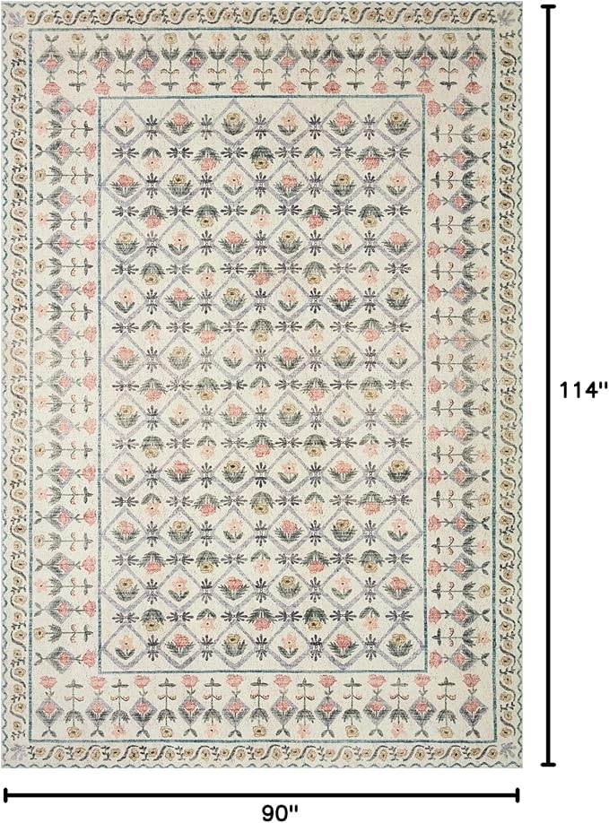 Loloi Rifle Paper Co. Eden Collection EDE-03 Lattice Ivory 7'-6" x 9'-6" Area Rug