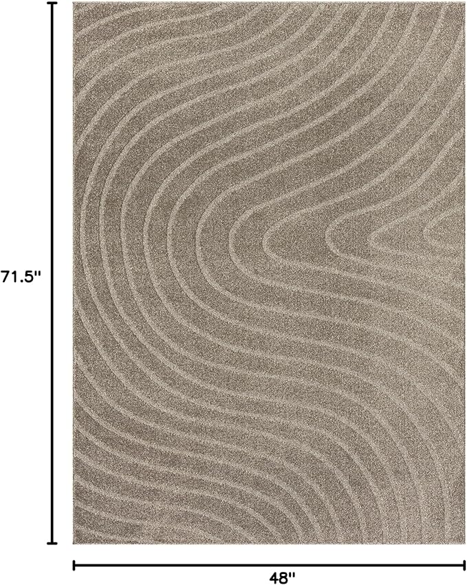 LUXE WEAVERS Modern Geometric Wave Taupe 4x6 Area Rug