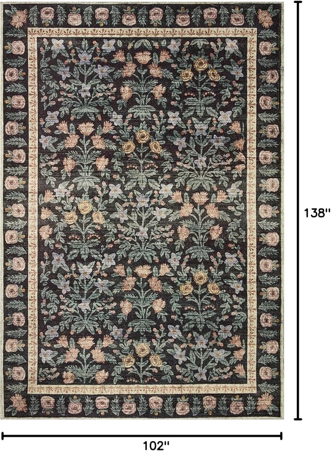 Loloi Rifle Paper Co. Eden Collection EDE-02 Mughal Garden Black 8'-6" x 11'-6" Area Rug