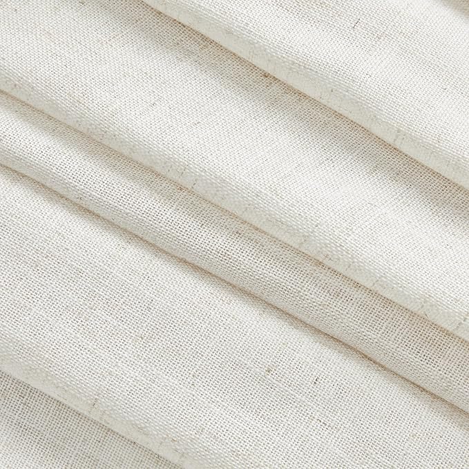 MYSKY HOME Linen Curtains for Sliding Door, Farmhouse Semi Sheer Ceiling Curtains Living Room Light Filtering Back Tab Elegant Style Soft Fabric, 50" x 95", Linen, 2 Panels