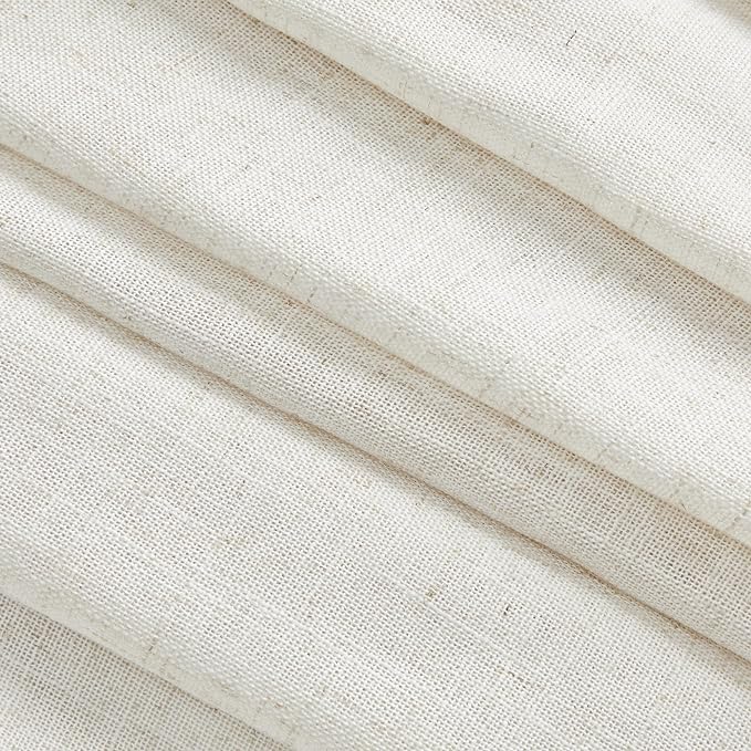 MYSKY HOME Linen Curtains for Living Room, Natural Semi Sheer Curtains & Drapes 84 inches Length 2 Panels Set Farmhouse Country Boho Style Back Tab Draperies for Sliding Glass Door, 50" Wide, Linen