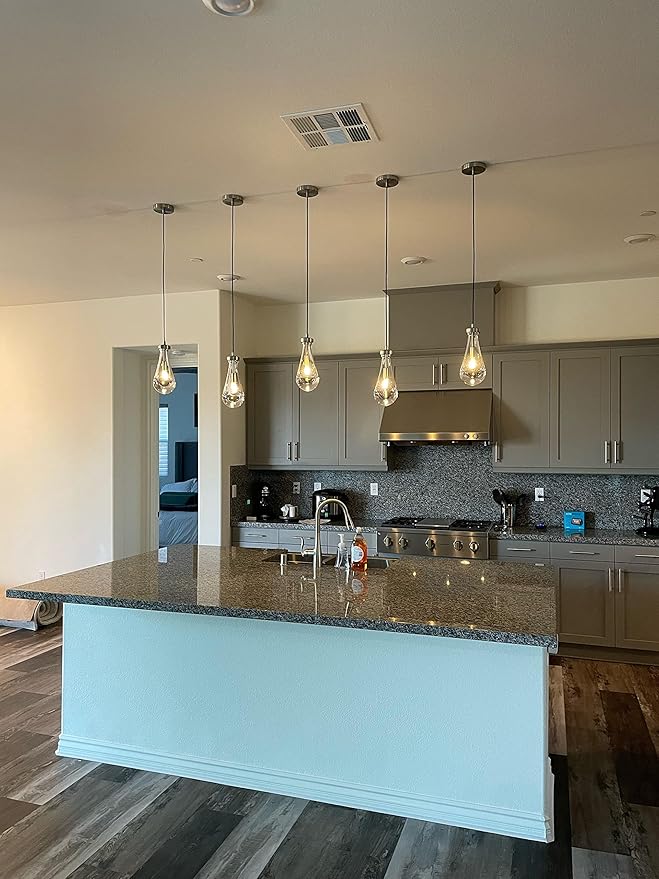Modern Brushed Nickel Pendant Lights, Raindrop Pendant Light, Pendant Lights Kitchen Island, Interior Pendant Light in The Kitchen Island Living Room Bedroom Bathroom, Including Bulb