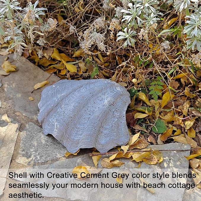 Medium Grey Scalloped Clam Shell Bowl Sea Shell Decor for Nautical Beach House,Coastal Decor Gift of Housewarming and Wedding Party