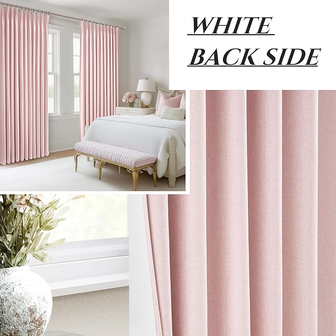 Baby Pink Blackout Curtains 70 Inches Extra Wide Pinch Pleated for Grils Bedroom 2 Panels Set,Cute Viral 70 Inch Curtain for Sliding Glass Doors Thermal Large Window Heavy Drapes (W70xL96x 2 Panels)