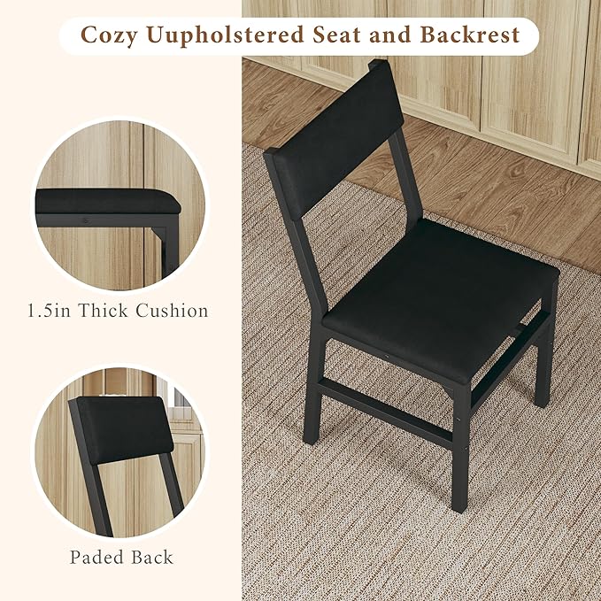 Dining Table Set for 4, Extendable Kitchen Table Cushion Chairs Set of 4, Rectangle Dining Table with Metal Frame & MDF Board, Folding for Small Apartment Saving Space, Rustic Brown