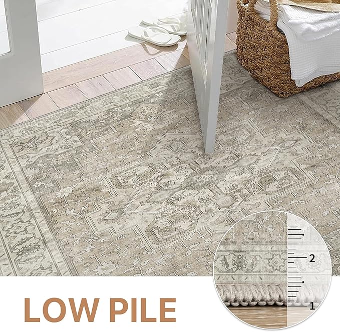 GENIMO 2x10 Runner Rugs for Hallway, Machine Washable Non Slip Vintage Rugs, Low Pile Lightweight Soft Print Rug for enrtyway, Corridor, Home Office, Kitchen, Trench