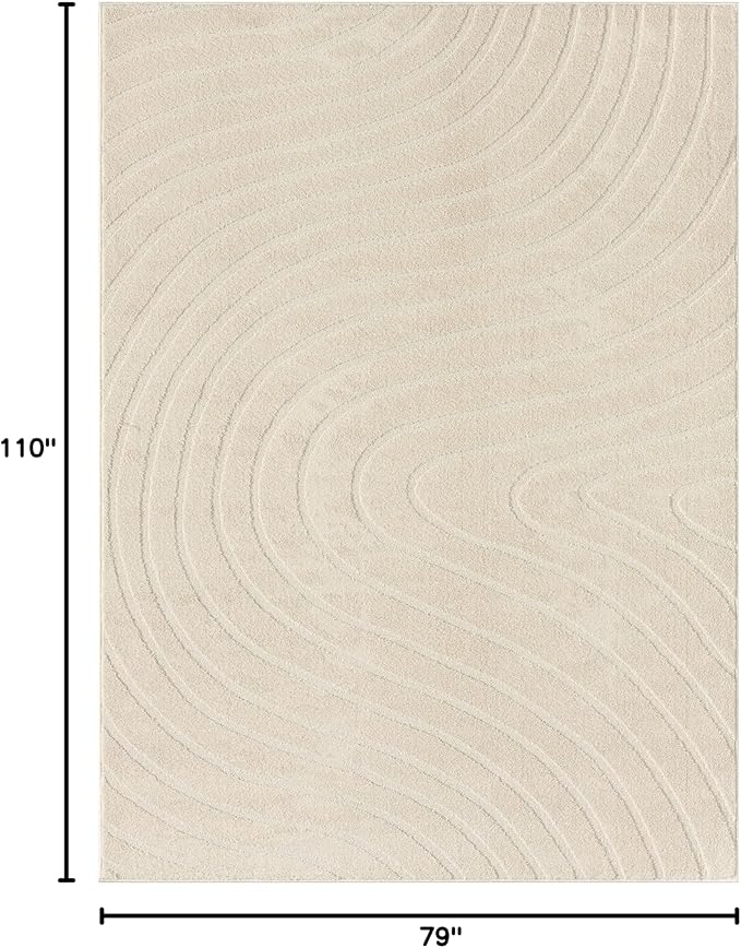 LUXE WEAVERS Modern Geometric Wave Cream 6x9 Area Rug