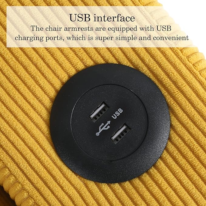 UIXE 3-in-1 Sleeper Chair Pull Out Sofa Bed, Convertible Reclining Seat Upholstered Armchair, Adjustable Backrest Recliner Chair with Side Pockets, Cup Holder & USB Ports - Yellow