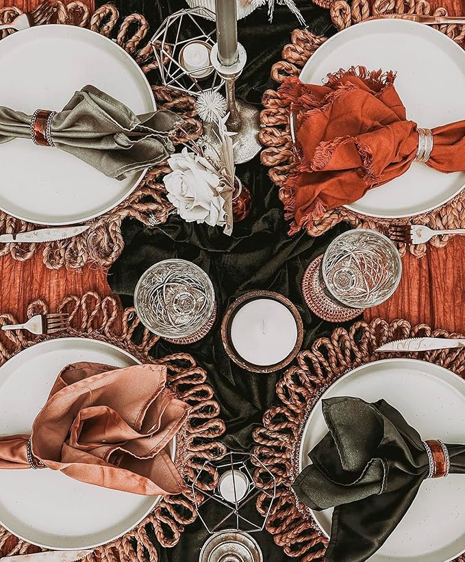 8 Pack 10Ft Black Cheesecloth Table Runner 35x120 Inches Boho Gauze Rustic Cheese Cloth Table Runners, Lightweight Sheer Soft Table Runner for Wedding Bridal Shower Holiday Party Table Decor