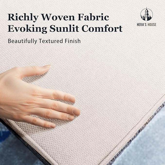 HERA'S HOUSE Wicker Patio Furniture Set, 7 Pieces Outdoor Seating Furniture, Patio Conversation Sofa Sets with Ottomans for Backyard Lawn Deck, Beige