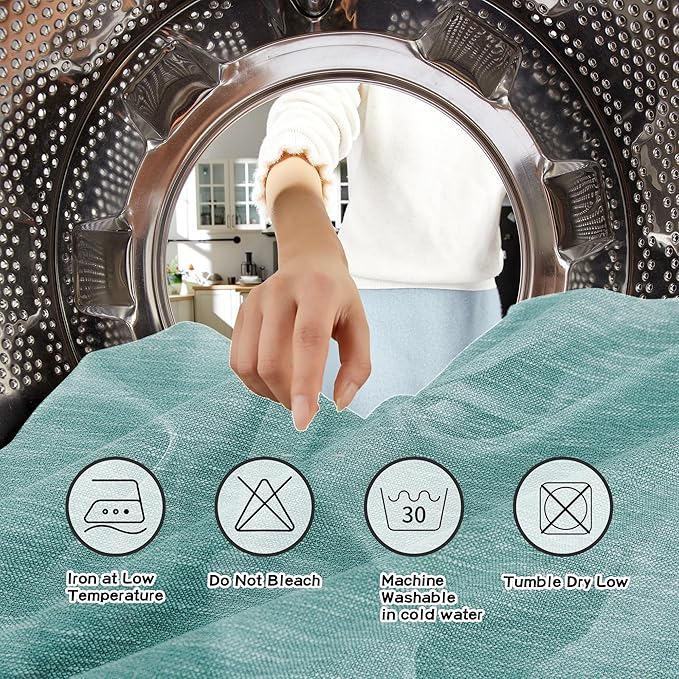 MYSKY HOME Boho Curtains for Living Room, Light Filtering Curtains & Drapes 84 inches Length 2 Panels Set Semi Sheer Country Style Back Tab Curtains for Sliding Glass Door, 50" Wide, Turquoise