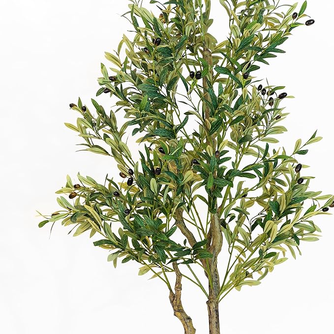 Artificial Plants Indoor & Outdoor | 6FT Olive Tree with Terracotta Pot, Adjustable Branches, Vivid Fruit and Natural Leaves | Realistic Fake Greenery for Living Room, Bedroom, and Office Decor
