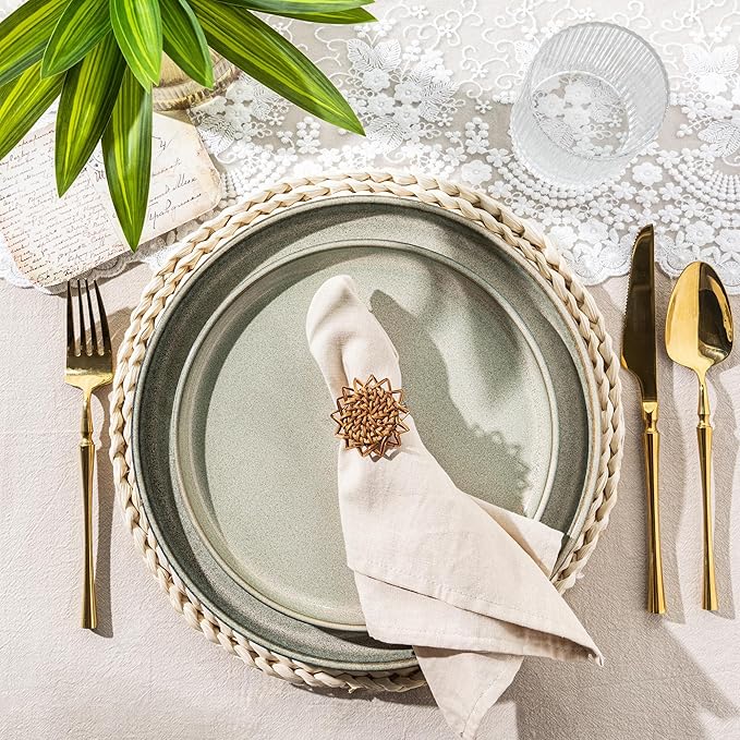 AmorArc Stoneware Dinnerware Sets for 4,Round Reactive Glaze Ceramics Plates and Bowls Set,Highly Scratch Resistant Dishware | Dishwasher & Microwave Safe Dishes Set,Service for 4 (12pc)