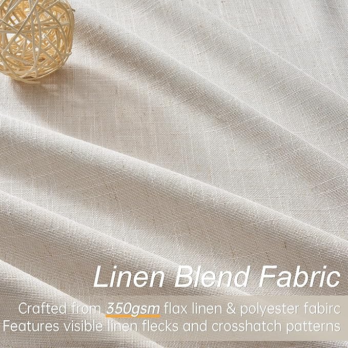 Topfinel 102 Inches Long Custom Blackout Linen Curtains, Pinch Pleated Noise Cancelling Curtains with Pin Hooks for Traverse Rods, Burlap Viral Drapes 2 Panels for Living Room Master Bedroom Oatmeal