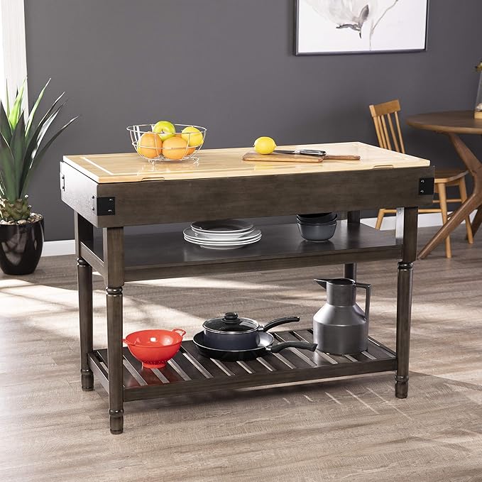 SEI Furniture Waysmere Kitchen Island, Smoked ash, Natural