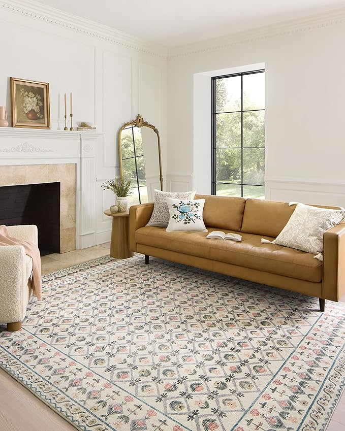 Loloi Rifle Paper Co. Eden Collection EDE-03 Lattice Ivory 7'-6" x 9'-6" Area Rug