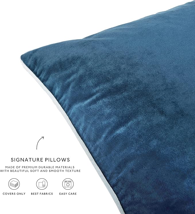 MONDAY MOOSE Decorative Throw Pillow Covers Cushion Cases, Set of 4 Soft Velvet Modern Double-Sided Designs, Mix and Match for Home Decor, Pillow Inserts Not Included (12x20 inch, Pink/Blue)