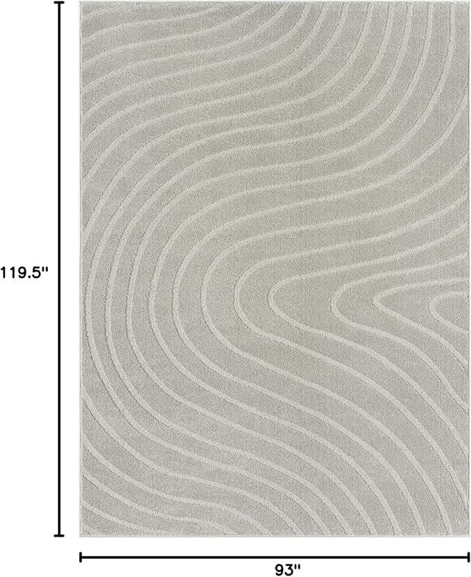 LUXE WEAVERS Modern Geometric Wave Gray 8x10 Area Rug