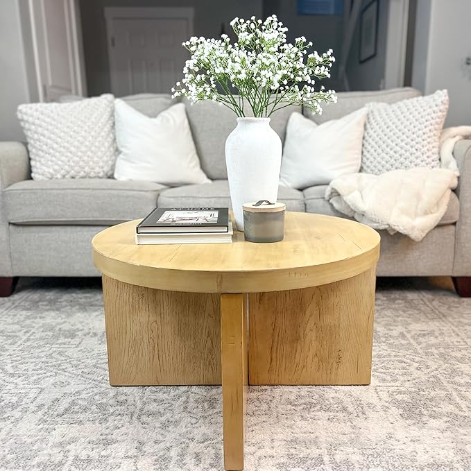 Laurel&Vine 12" Tall White Ceramic Vase, Speckled Textured Minimalist, with 15 Stems of 22" Faux Artificial White Babys Breath, Farmhouse Console Centerpiece Decor, Real Touch Fake Flowers in Vase