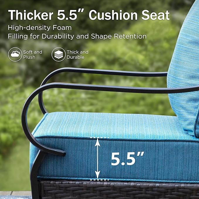 Rocking Patio Sofa Chairs - 2 PCS Outdoor Rocking Armchairs, Patio Seating with High Back Deep Seat for Porch Deck Balcony