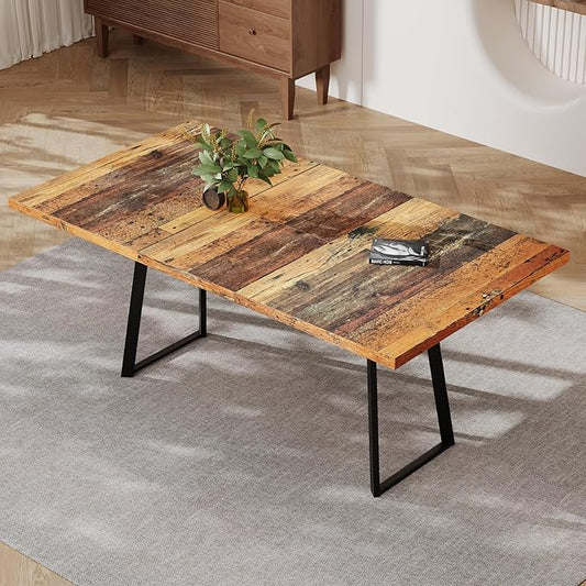 ZckyCine Extendable Dining Table 47"-63", Rustic Wood Modern Scandinavian Style Dining Room Table, Space Saving Kitchen Apartment Furniture, Seats 4-6