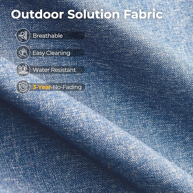 HOOOWOOO Outdoor Sectional Patio Furniture Set,7 Pieces Wicker Conversation Sets,Extra Deep Out Door Sofa Outside Furniture Couch with Ottoman,Denim Blue