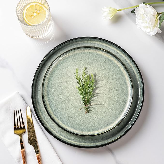 AmorArc Stoneware Dinnerware Sets,Round Reactive Glaze Plates and Bowls Set,Highly Chip and Crack Resistant | Dishwasher & Microwave Safe Dishes Set,Service for 4 (12pc)