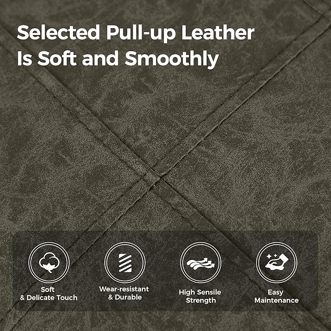 MAISON ARTS Wood Counter Height Bar Stools Set of 3 for Kitchen Counter Solid Wood Legs with Faux Leather Saddle Seat Farmhouse Barstools for 34"-38" Counter Island Upholstered Stools, 24in Grey