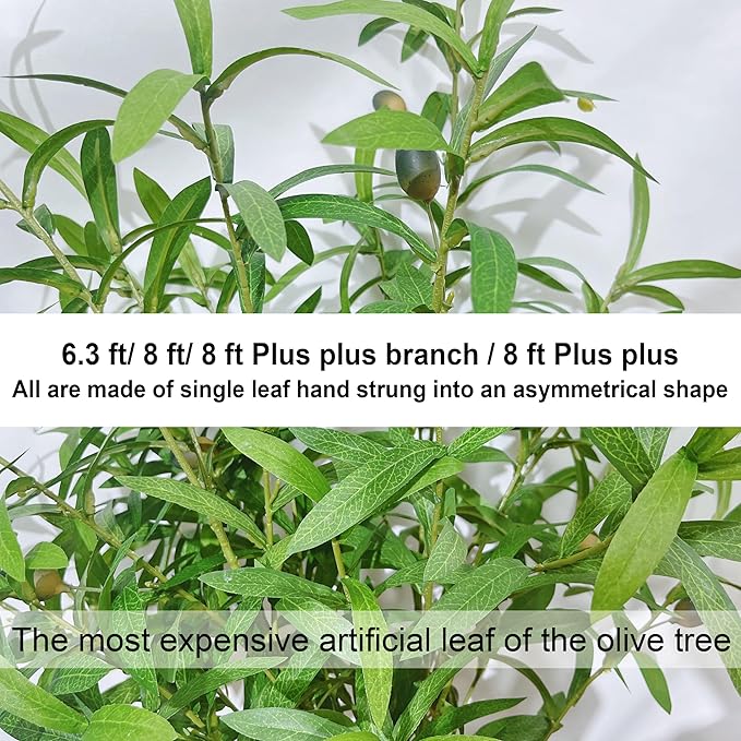 Fake Tree Faux Olive Tree Artificial Olive Trees 8 Feet Plus Branch Realistic Potted Silk Indoor Large Fruit for Home Offices, Living Rooms, Bedrooms, Stairs and Foyer Decor