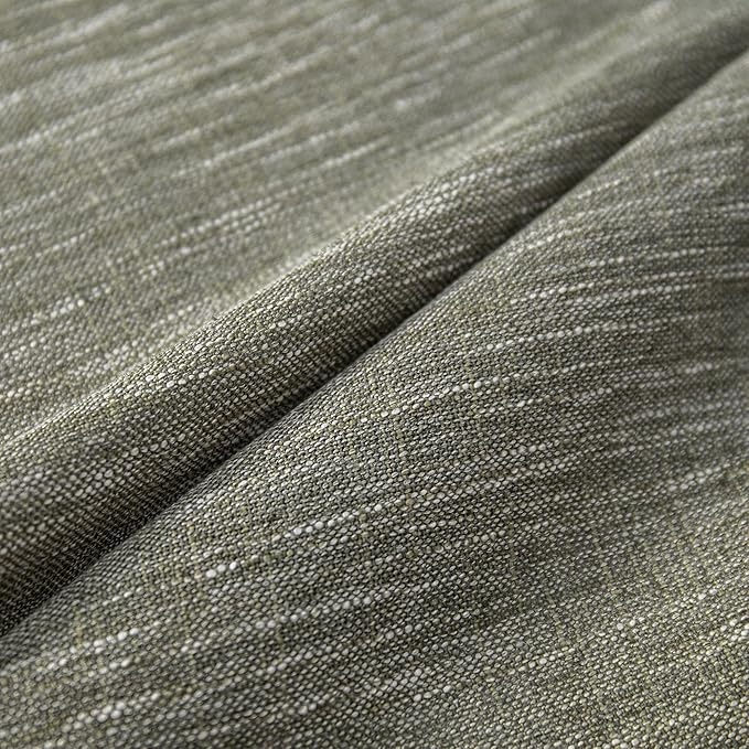 MYSKY HOME 95 Inch Curtains Farmhouse Light Filtering Privacy Curtain Drapes for Patio Door Living Room, Linen Look Texture Fabric Bohemian Draperies Soft Touch, 50x95, Olive Green, 2 Panels
