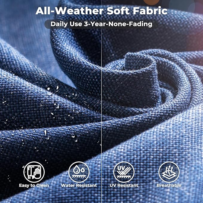 ovios 10 Pieces Patio Furniture Set, Outdoor Wicker Sectional Sofa with 42" Fire Pit Table Swivel Chairs, Modern Modular Deep Seat Rattan Couch Conversation Sets, Denim Blue