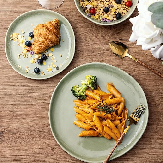 AmorArc Ceramic Dinnerware Sets,Handmade Reactive Glaze Stoneware Plates and Bowls Set,Highly Scratch Resistant | Dishwasher & Microwave Safe Dishes Set,Service for 8 (24pc)