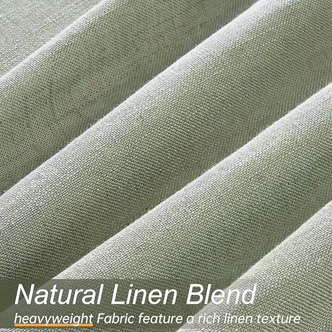 108 Inch Long Curtains Extra Long Sage Green Linen Semi Sheer Curtains 2 Panels for Living Room Bedroom Thick Linen Textured Grommet 108 Inch Drapes for Large Window