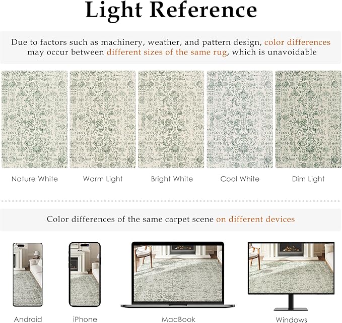 Sage Green Area Rug 6x9 Living Room Washable Carpet Vintage Distressed Non Slip Bedroom Carpet Neutral Low Pile Retro Floral Farmhouse Large Rug Home Office Dining Room Playroom