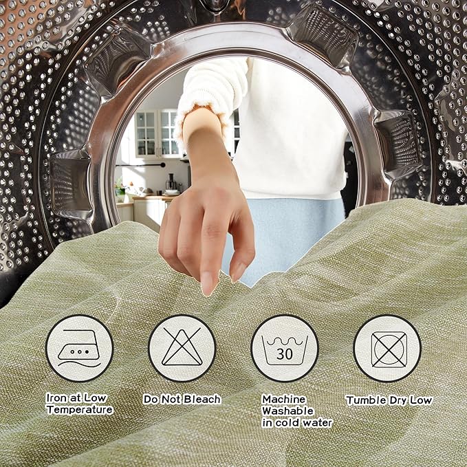 MYSKY HOME Sage Green Sheer Curtains Short Window Treatment Panels Light Filtering Semi Sheer Curtains Boho Farmhouse Style Texture Soft Touch Kitchen Drapes Set, 50" Wide x 63" Long, 2 Panels