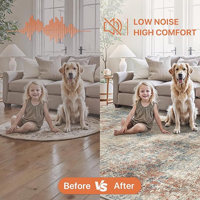 GENIMO Washable Area Rugs for Living Room, 10x12 Modern Non Slip Rugs, Low Pile Lightweight Soft Print Rug for Bedroom, Dining Room, Home Office, Multi