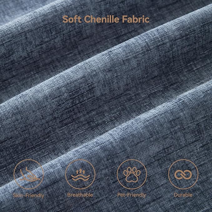 134'' Cloud Modern 4 Seater Couch with Detachable Headrest, Modular Sectional Sofa with 2 Ottoman, Oversized U Shape Chenille Comfy Sofa with Armrests for Living Room, Blue