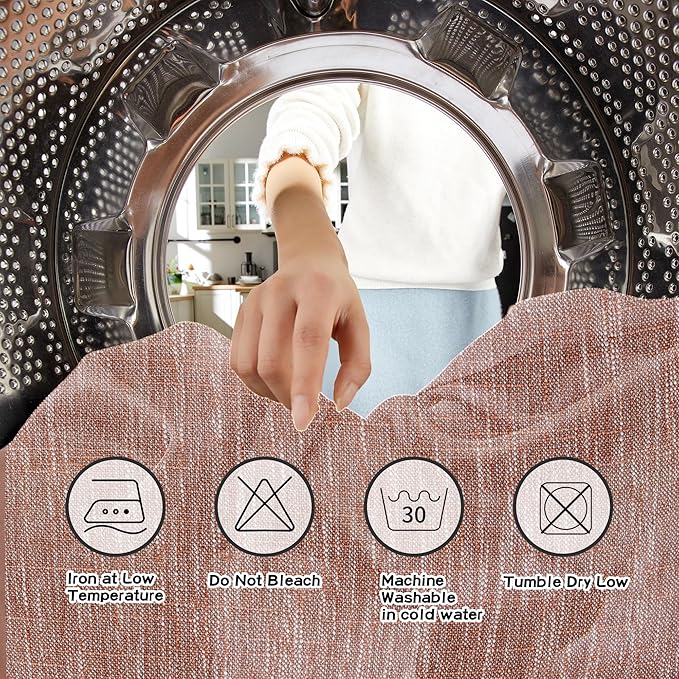 MYSKY HOME Living Room Curtains for Windows, Linen Look Texture Semi Sheers Boho Drapes Extra Long Floor Length Curtain Panels Soft Cotton Fabric, 50 x 108 Inch, Brick Red, 2 PCs