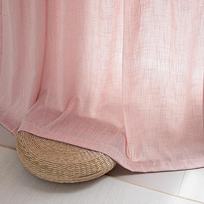 MYSKY HOME Blush Pink Living Room Curtains 2 Panel Sets, Soft Semi Sheers Light Filtering Back Tab Privacy Drapes for Patio Pergola Gazebo Nice Vertical Elegant Style, 50 x 95 Inches, Pink, Set of 2