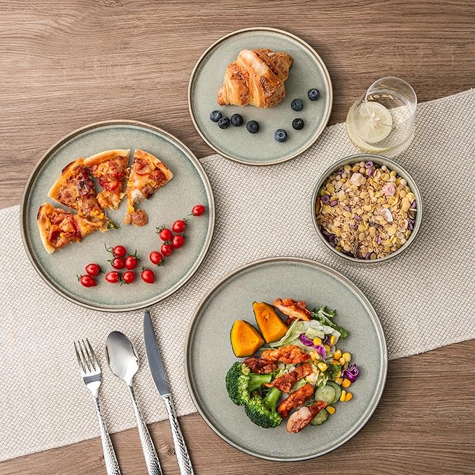 AmorArc Ceramic Dinnerware Sets, Handmade Reactive Glaze Stoneware Plates and Bowls Sets,Highly Chip and Crack Resistant | Dishwasher & Microwave Safe Dishes Set, Service for 6 (18pc)