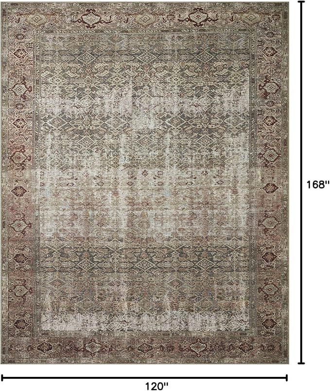 Loloi Amber Lewis Georgie Collection GER-07 Moss/Salmon 10'-0" x 14'-0", .19" Pile Height, Area Rug