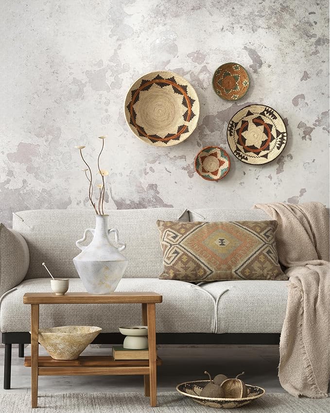 UPWOIGH 14x9.06 in Tall Vintage Handles Ceramic Vase, Antique White Pottery Vase Living Room Table Decor, Beige Speckles Distressed Black Markings Rustic Farmhouse Bedroom Decor, Ideal Gift 1Pack