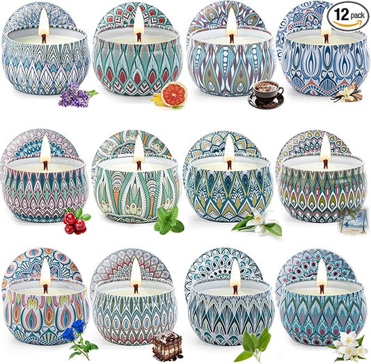 Scented Candles Gift Set, 12 Pack Aromatherapy Candles for Women, Candles for Home Scented, 300H Long Burning, Soy Wax Candle Set, Gifts for Mom Women SPA Birthday Anniversary Stocking Stuffers