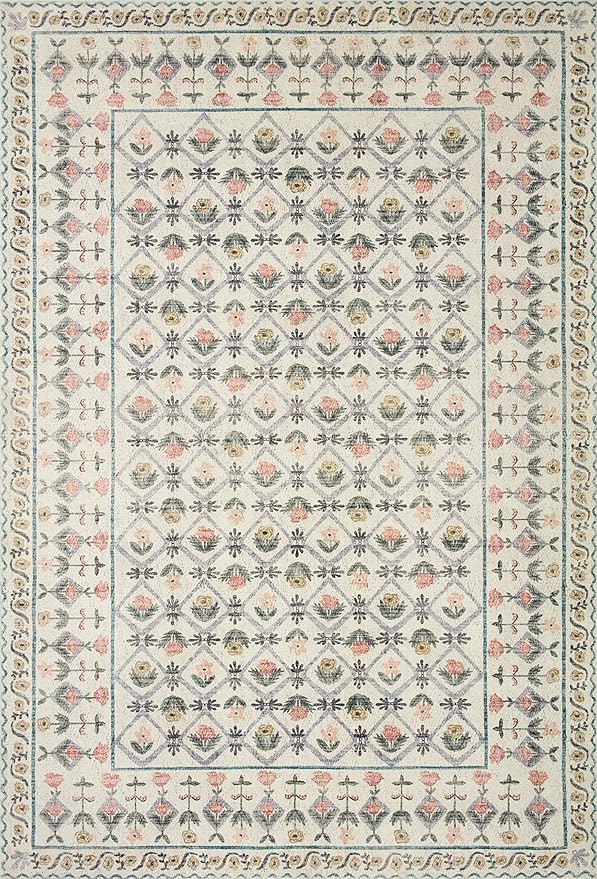 Loloi Rifle Paper Co. Eden Collection EDE-03 Lattice Ivory 2'-6" x 7'-6" Runner Rug