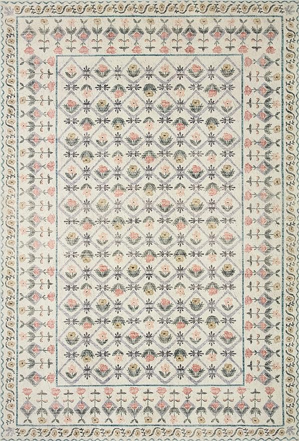Loloi Rifle Paper Co. Eden Collection EDE-03 Lattice Ivory 2'-6" x 11'-6" Runner Rug